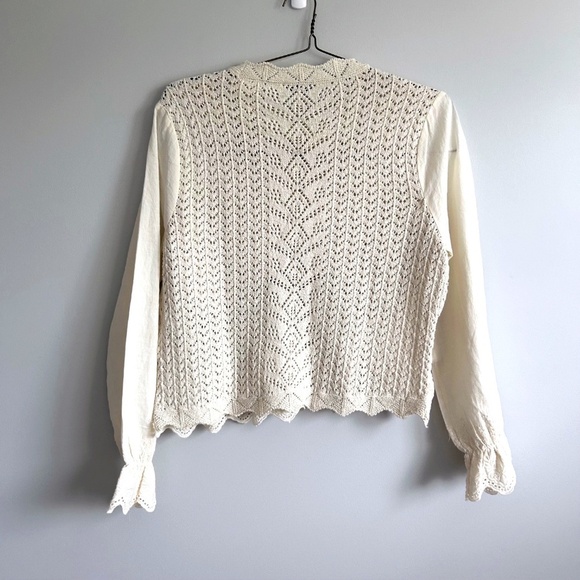 Zara knit lace top, off white, long sleeves - Picture 6 of 10